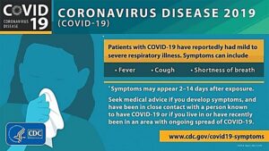 COVID-19 symptoms include fever, cough, and shortness of breath.