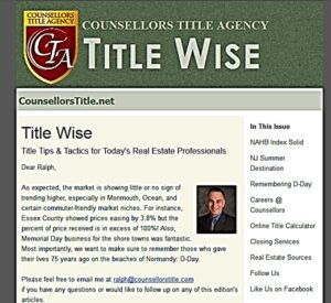 Website homepage for Title Wise by Counsellors Title Agency.