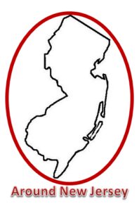 Outline of New Jersey inside a red oval.