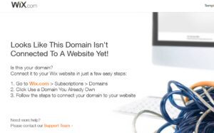 A notification page indicating a domain is not linked to a website yet.
