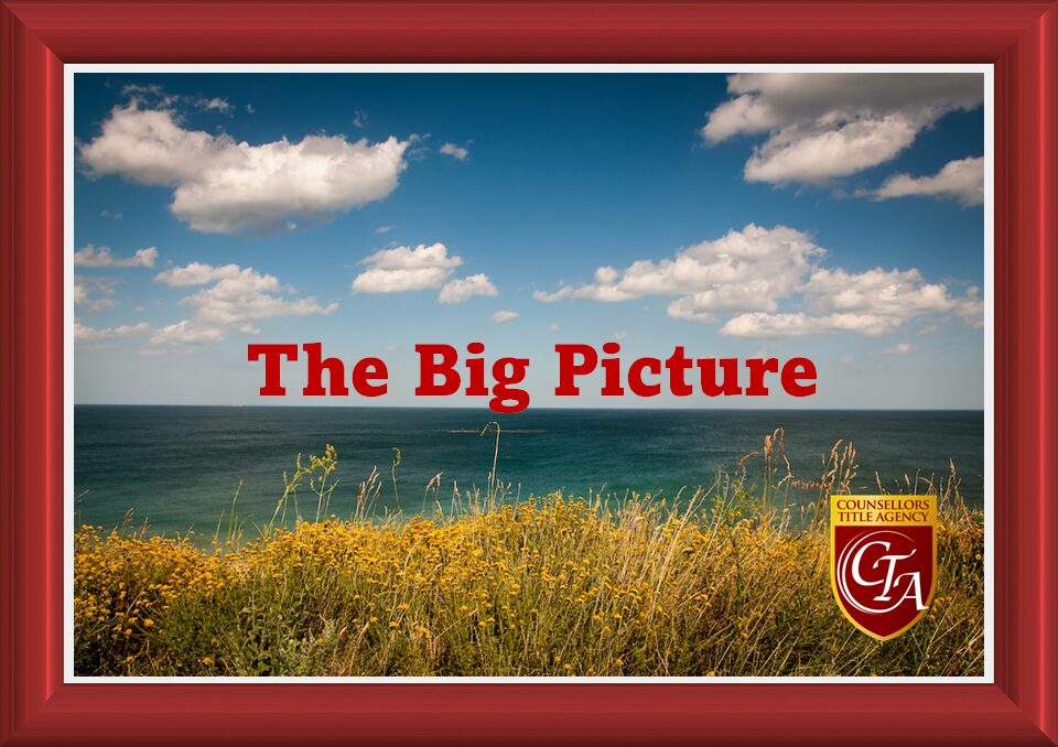 Scenic coastal view with "The Big Picture" text overlay.