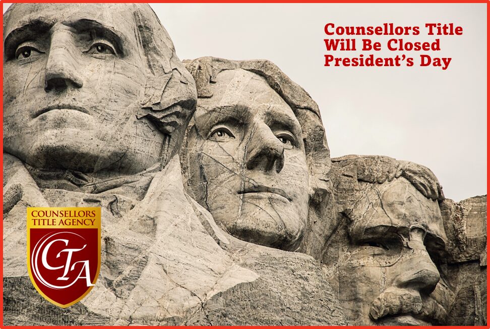 American flag background with "President's Day" text and stars.