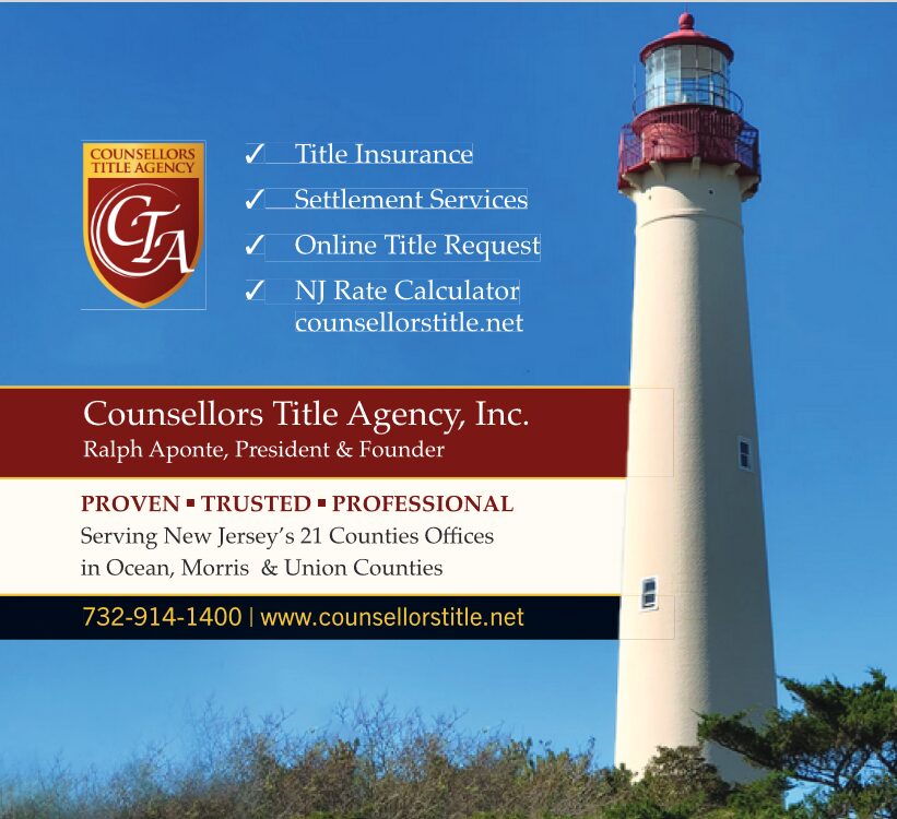 Advertising flyer for Counsellors Title Agency, Inc. with contact details and services.