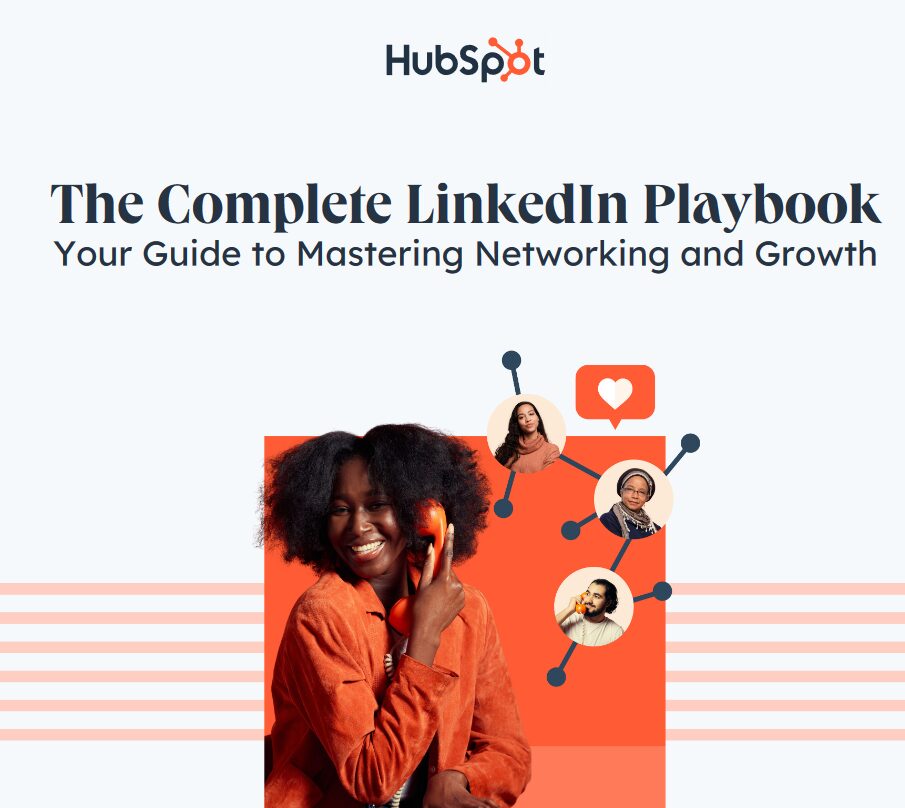 Cover of HubSpot's LinkedIn playbook for networking and growth.