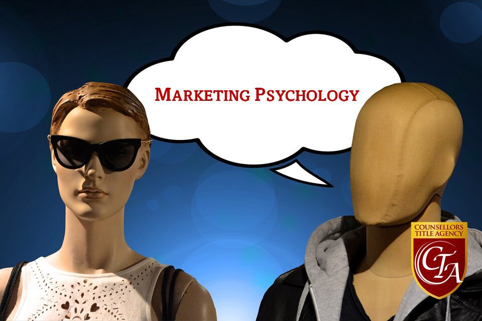 Two mannequins with a speech bubble saying 'Marketing Psychology'.