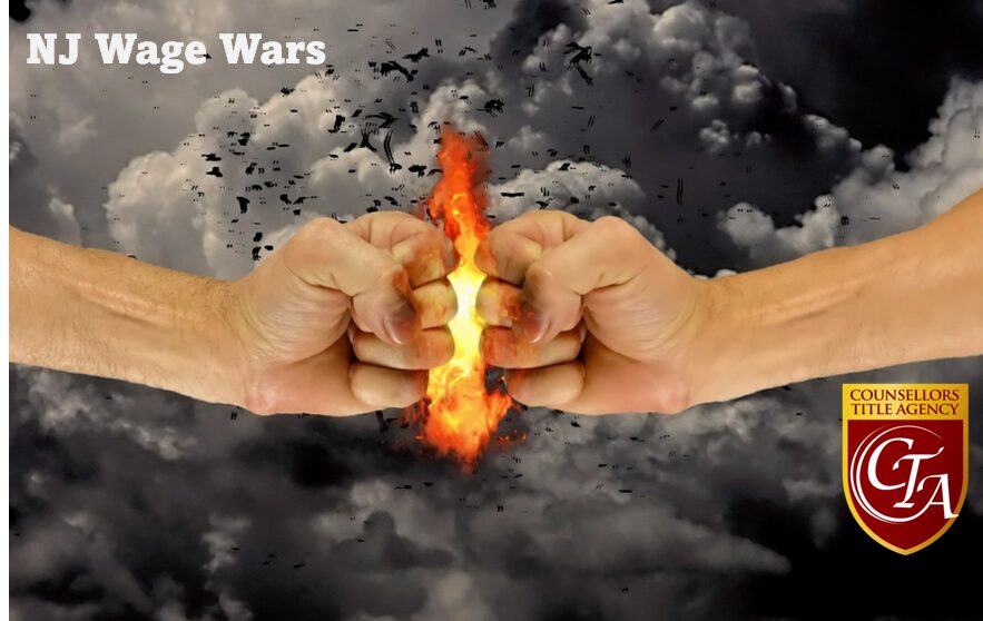 Two fists clash with fiery explosion amid dark stormy clouds.