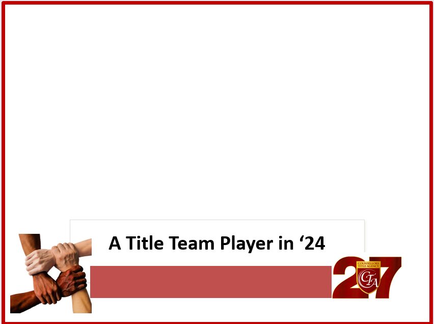 Graphic featuring a gavel and text about a title team player in 2024.