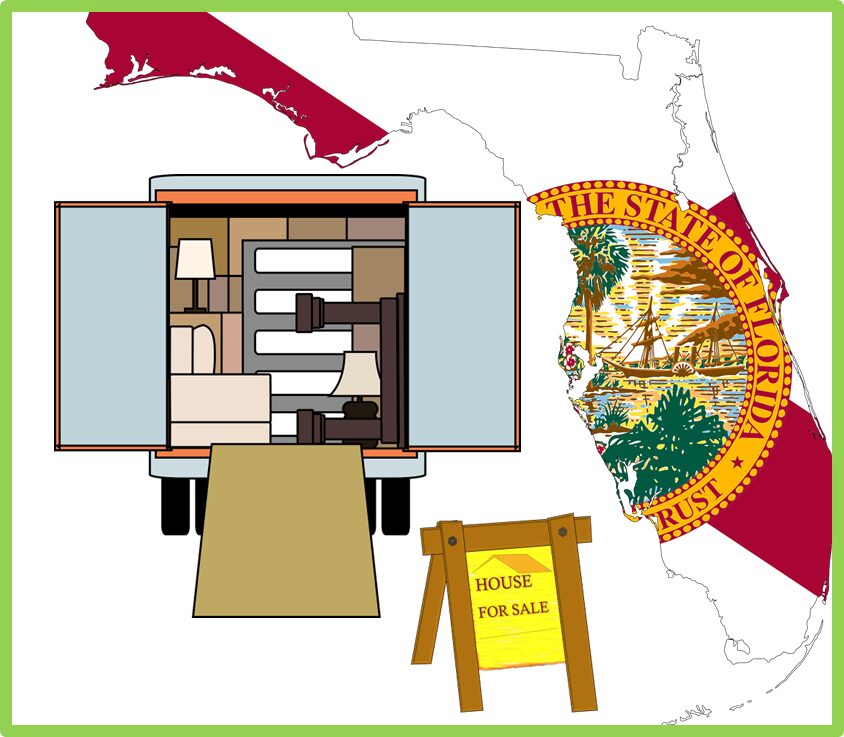 Mobile dental clinic van parked with Florida state seal in background.