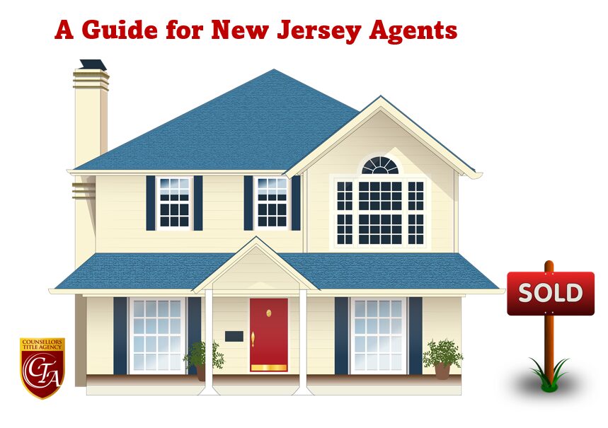 Illustration of a blue-roofed house for New Jersey agents guide.