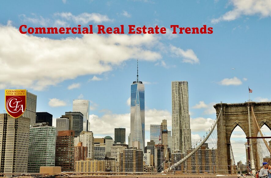 Skyline of New York City with the text 'Commercial Real Estate Trends'.