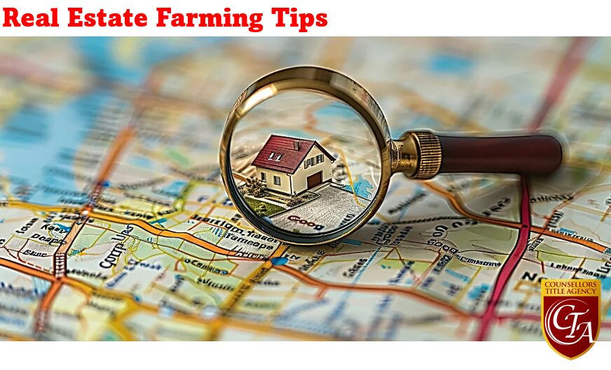 Magnifying glass focusing on a small house model on a map, symbolizing real estate search.
