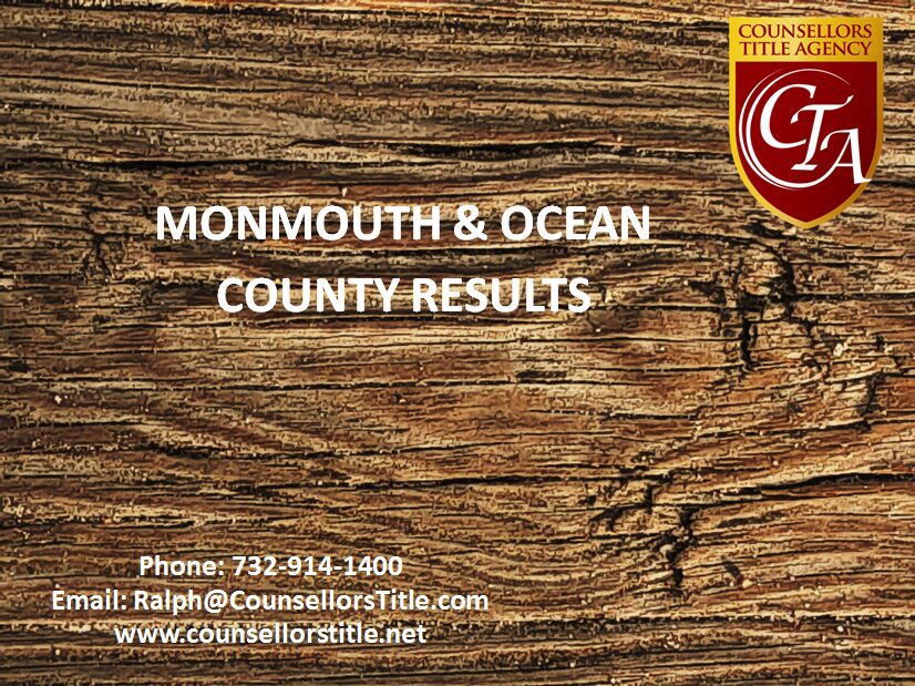 Monmouth & Ocean County results, wooden background.