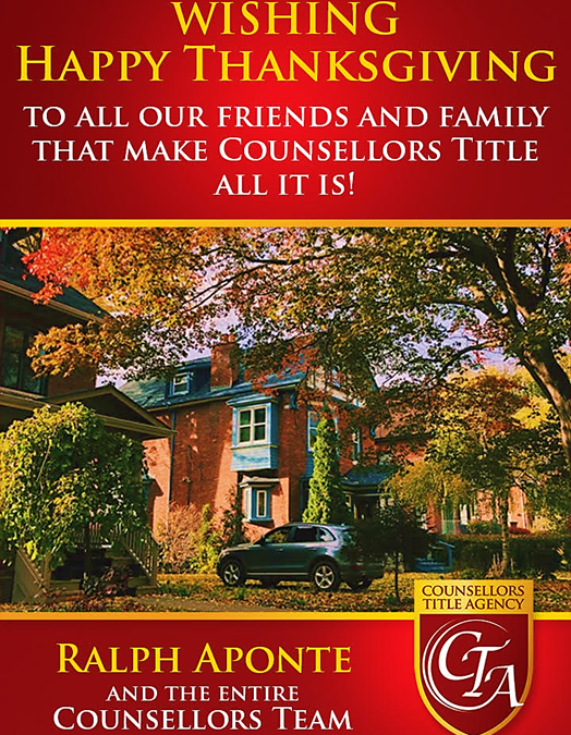 Thanksgiving greeting from Counsellors Title Agency.