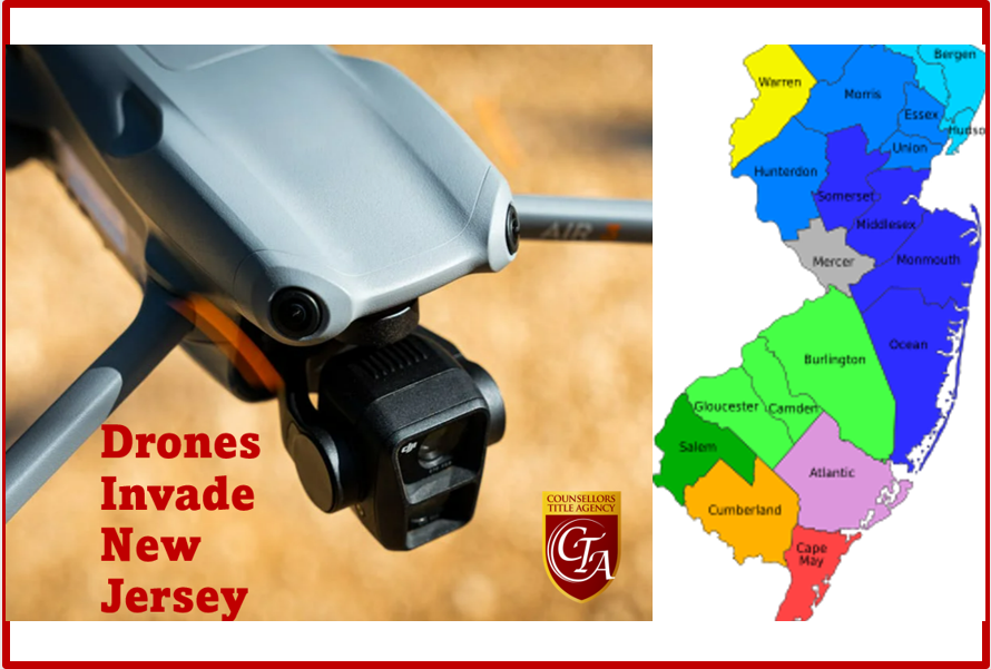 Drone and New Jersey map illustration.