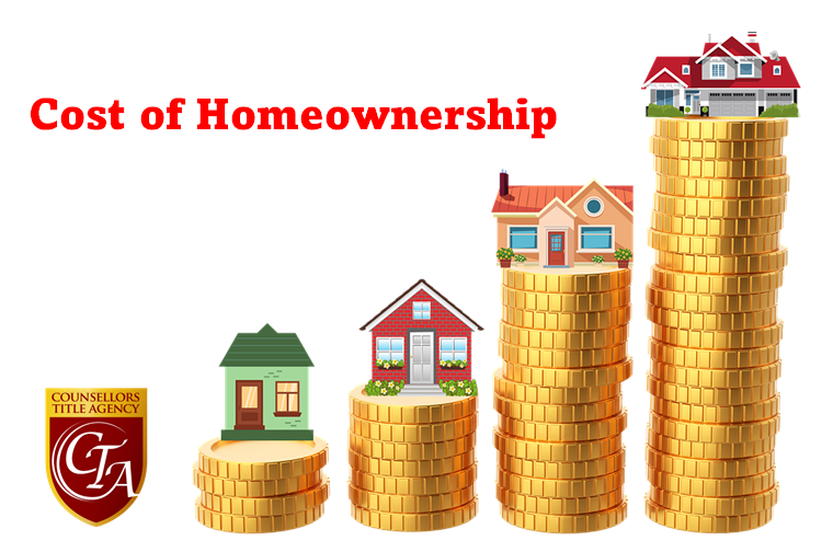 Cost of homeownership illustrated with coin stacks.