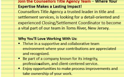 Closer-Settlement Coordinator Position Open