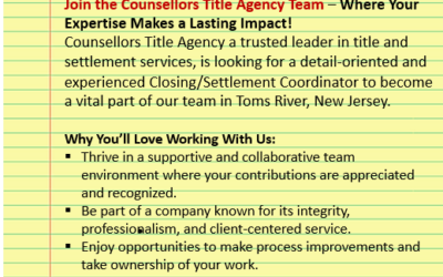 Closer-Settlement Coordinator Position Open