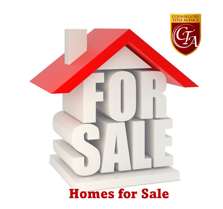 For sale sign with red roof graphic.