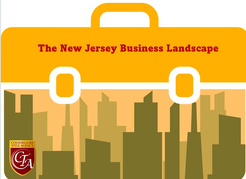 Illustration of a city skyline with a briefcase symbolizing New Jersey business landscape.