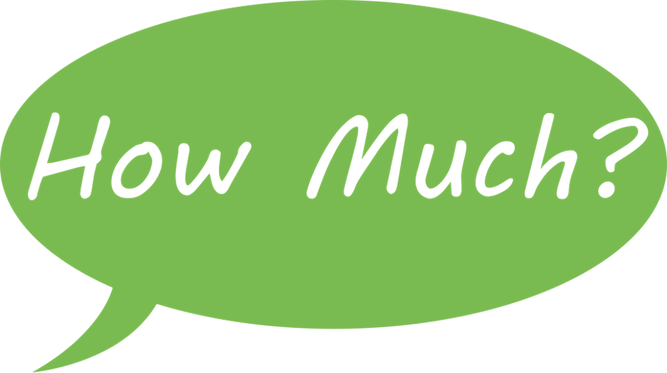 Green speech bubble with "How Much?" text.