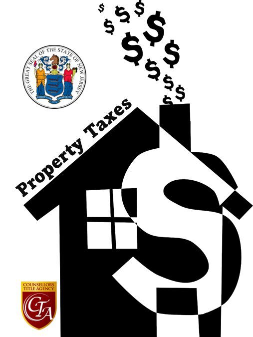 House with dollar signs, property taxes illustration.