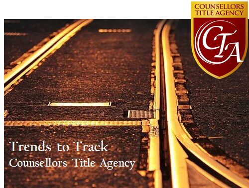 Railway tracks with Counsellors Title Agency logo.