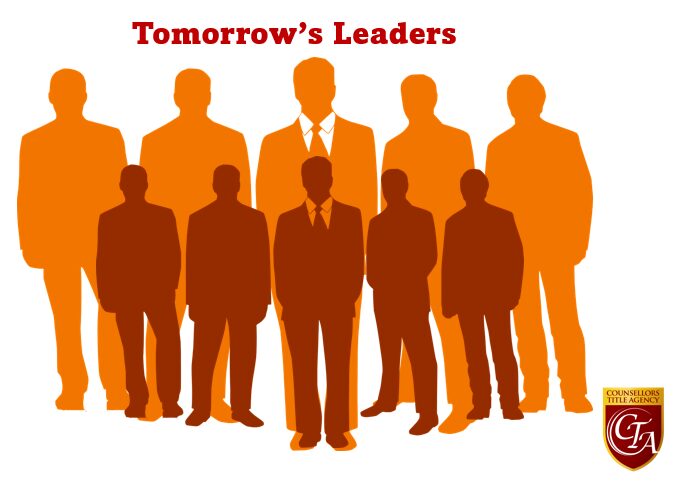 Silhouettes of people with "Tomorrow's Leaders" text.