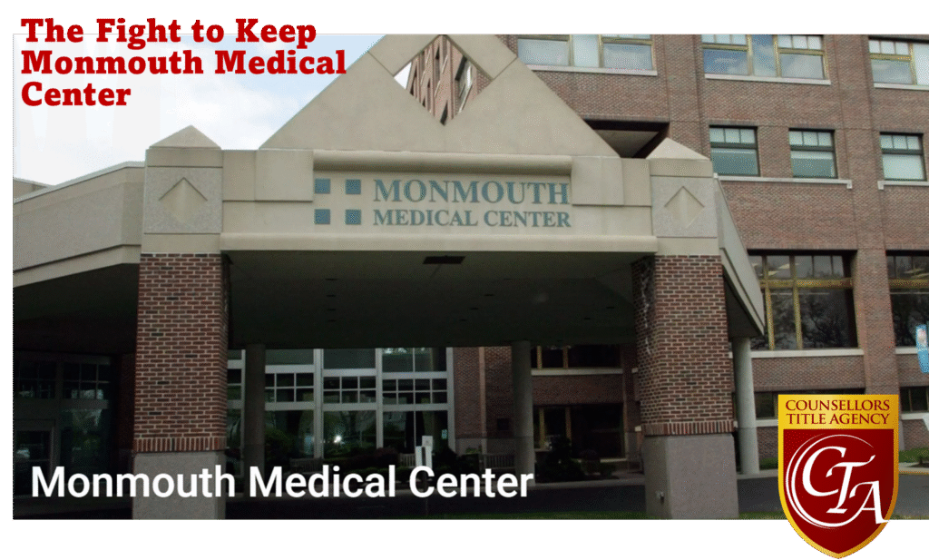 Monmouth Medical Center entrance with sign.