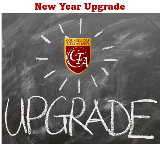 Chalkboard with "Upgrade" and company logo.